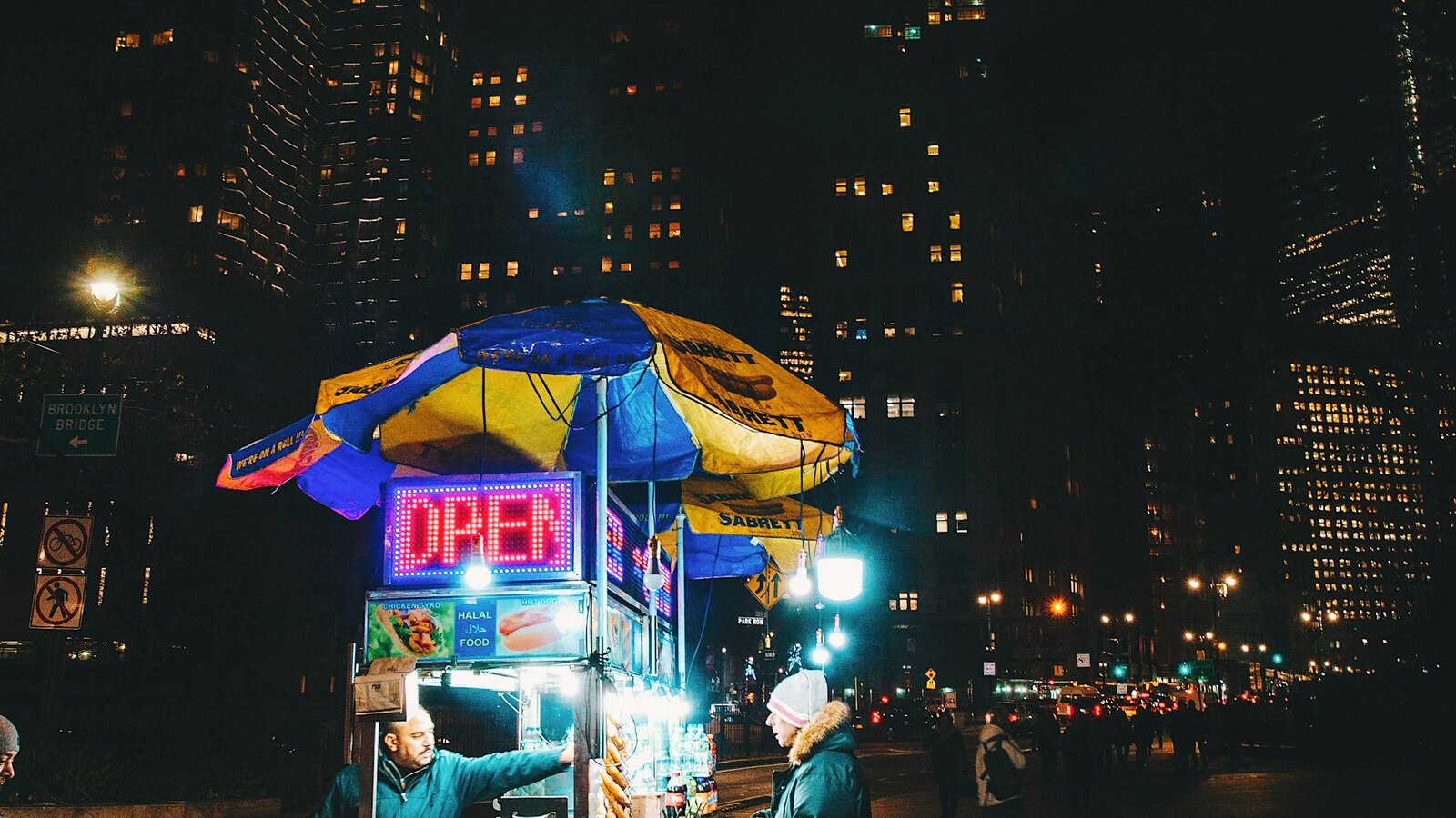 On the street after dark